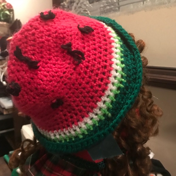 🎉HP🎊Watermelon Hand Crochet Baby Blanket Hat - Picture 9 of 16
